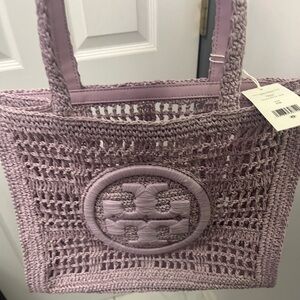 NWT TORY BURCH ELLA hand crochet small tote.